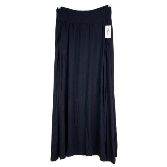 Style & Co Medium Black Soft Stretch Maxi Skirt 40"L Pockets Rayon/Spandex NWT - Picture 1 of 8